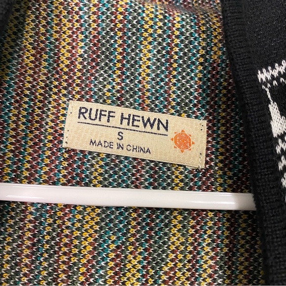 Ruff Hewn Aztec Draped Cardigan, Black/Ivory/Multi, Size Small - Picture 9 of 14